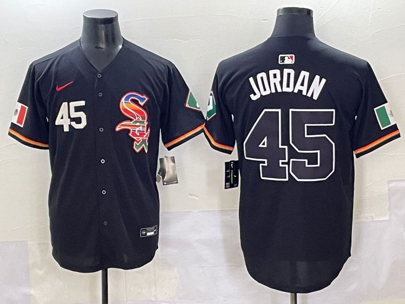 Men 2025 Chicago White Sox 45 Jordan Black Game Nike MLB Jersey style 54